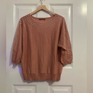 Belldini - rose pink sweater beaded neckline